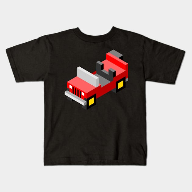 Isometric red off-road car Kids T-Shirt by AdiDsgn